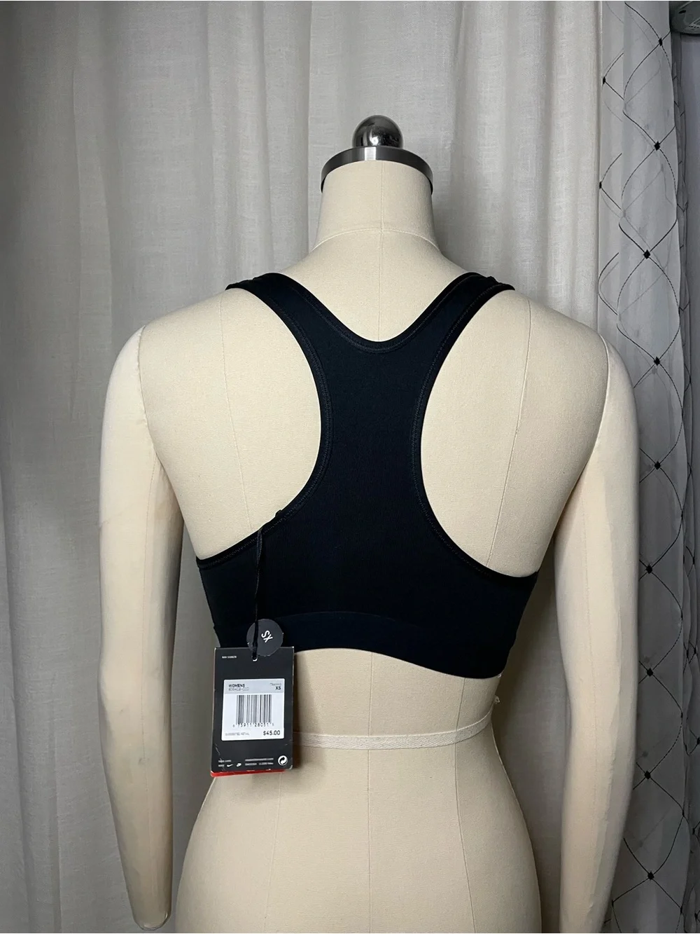 NWT Nike Black Sports Bra with White Outline Logo Size XS